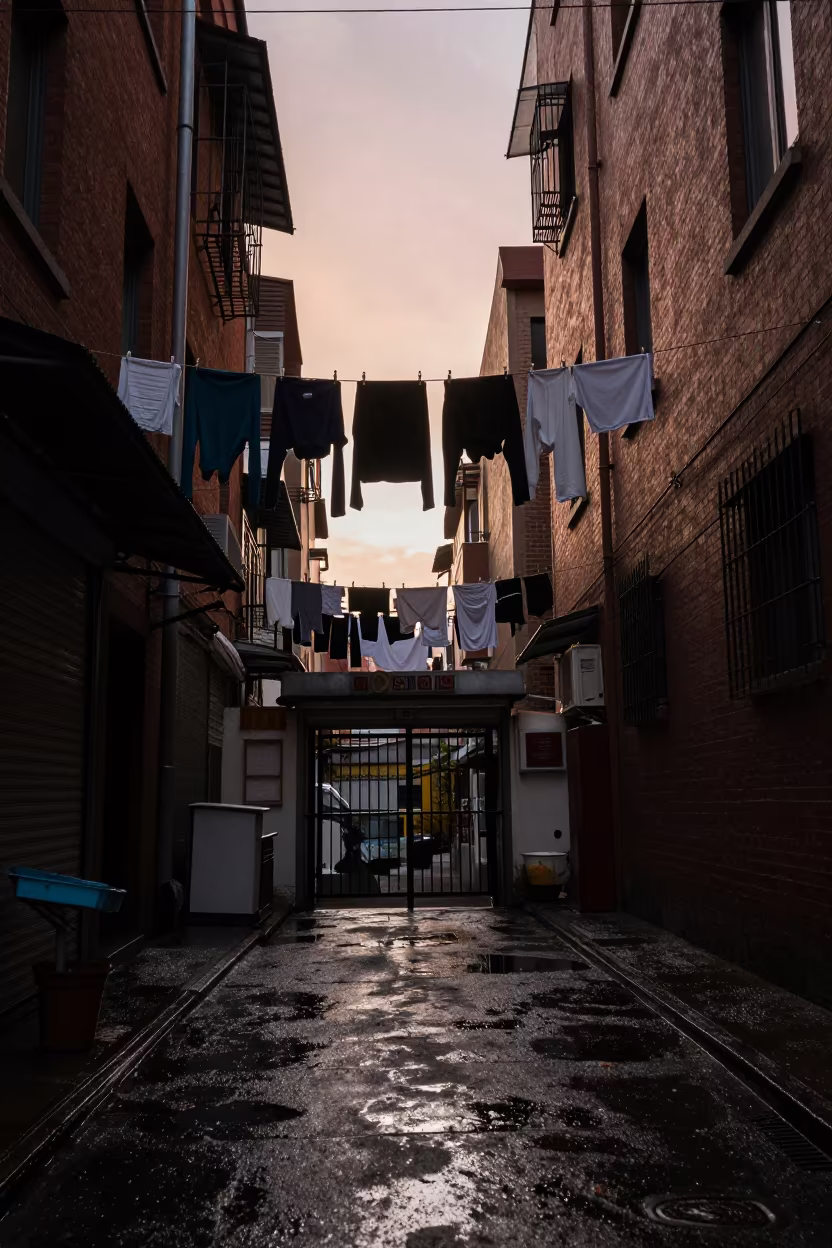 Copper Silhouette Laundry Lines Georgetown Alley in outside a metro entrance in Georgetown