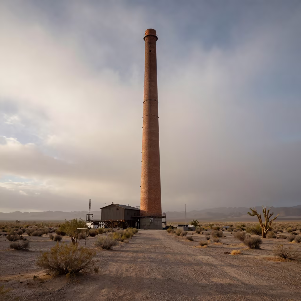Copper Smelter Chimney at Nautical Dawn in inside a grain elevator near Las Vegas