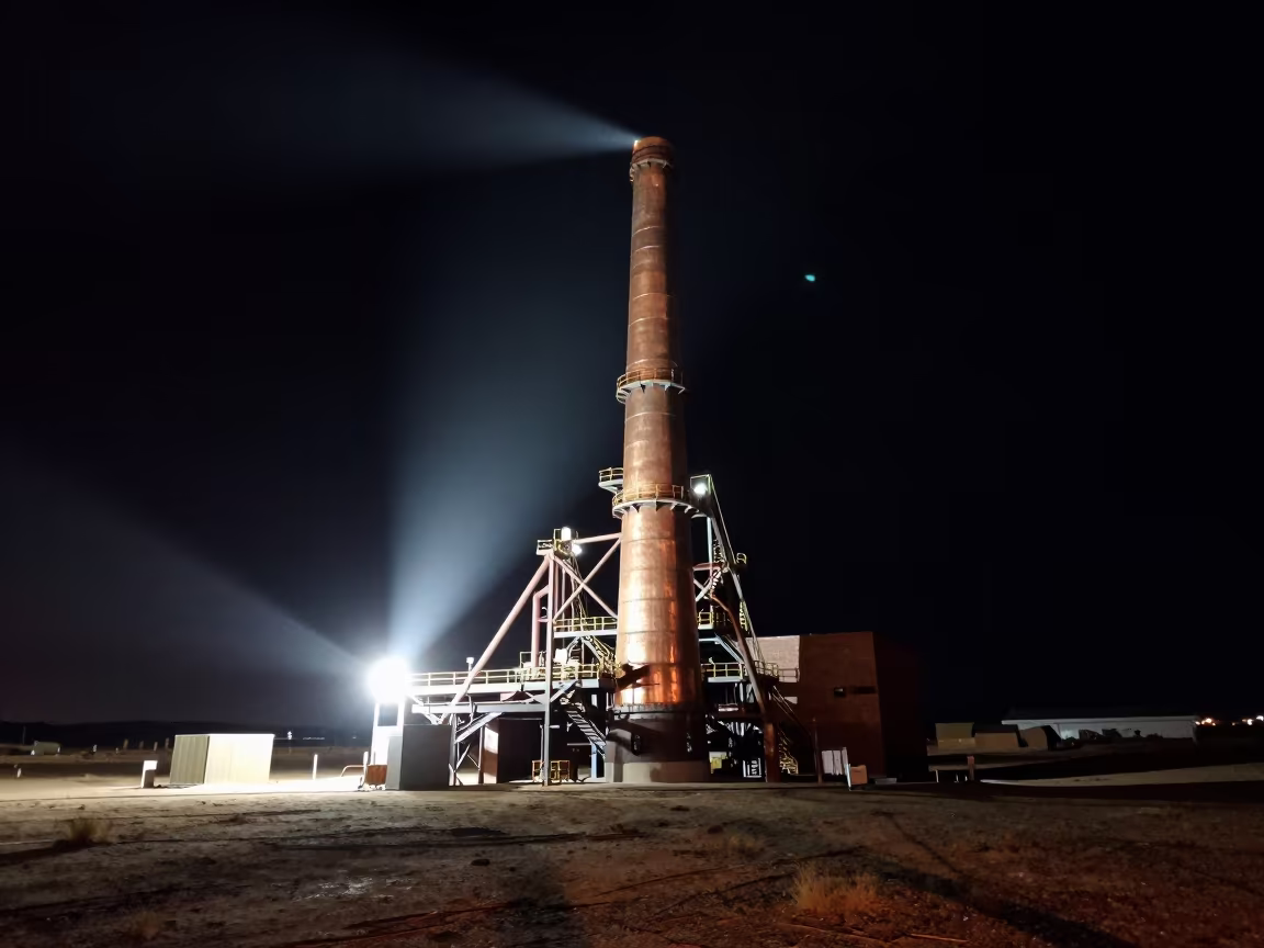 Copper Smelter Chimney Night Desert Windhoek in inside a grain elevator near Windhoek