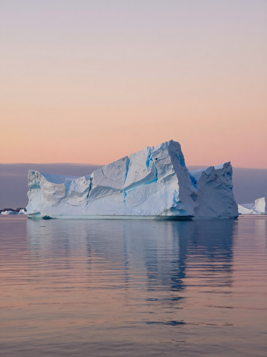 Copper Sunset Iceberg in Russian Polar Waters in in Russia