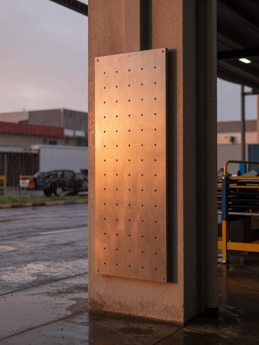 Copper Sunset Light on Warehouse Dock Magnet Board in inside a warehouse aisle in Haifa