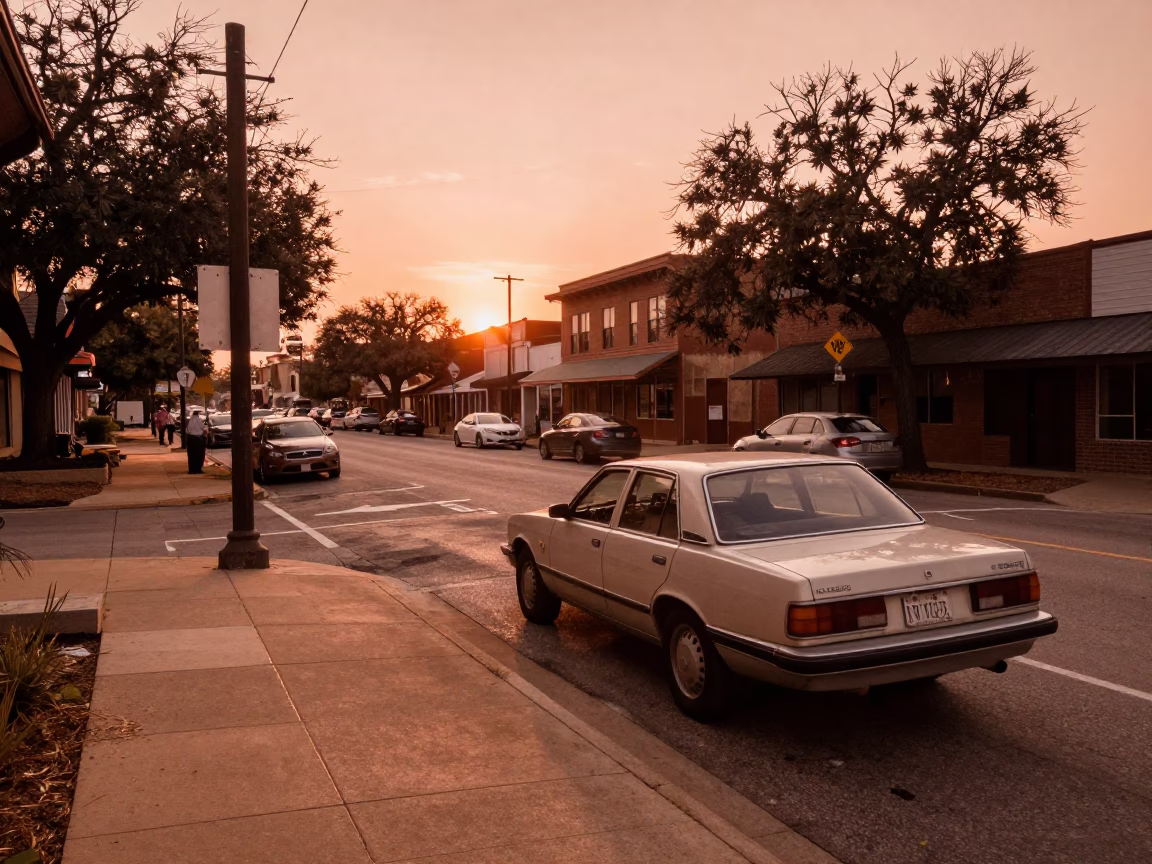Copper Toned Austin Texas Street Scene Before Dusk with Local Life in in Austin, Texas, United States