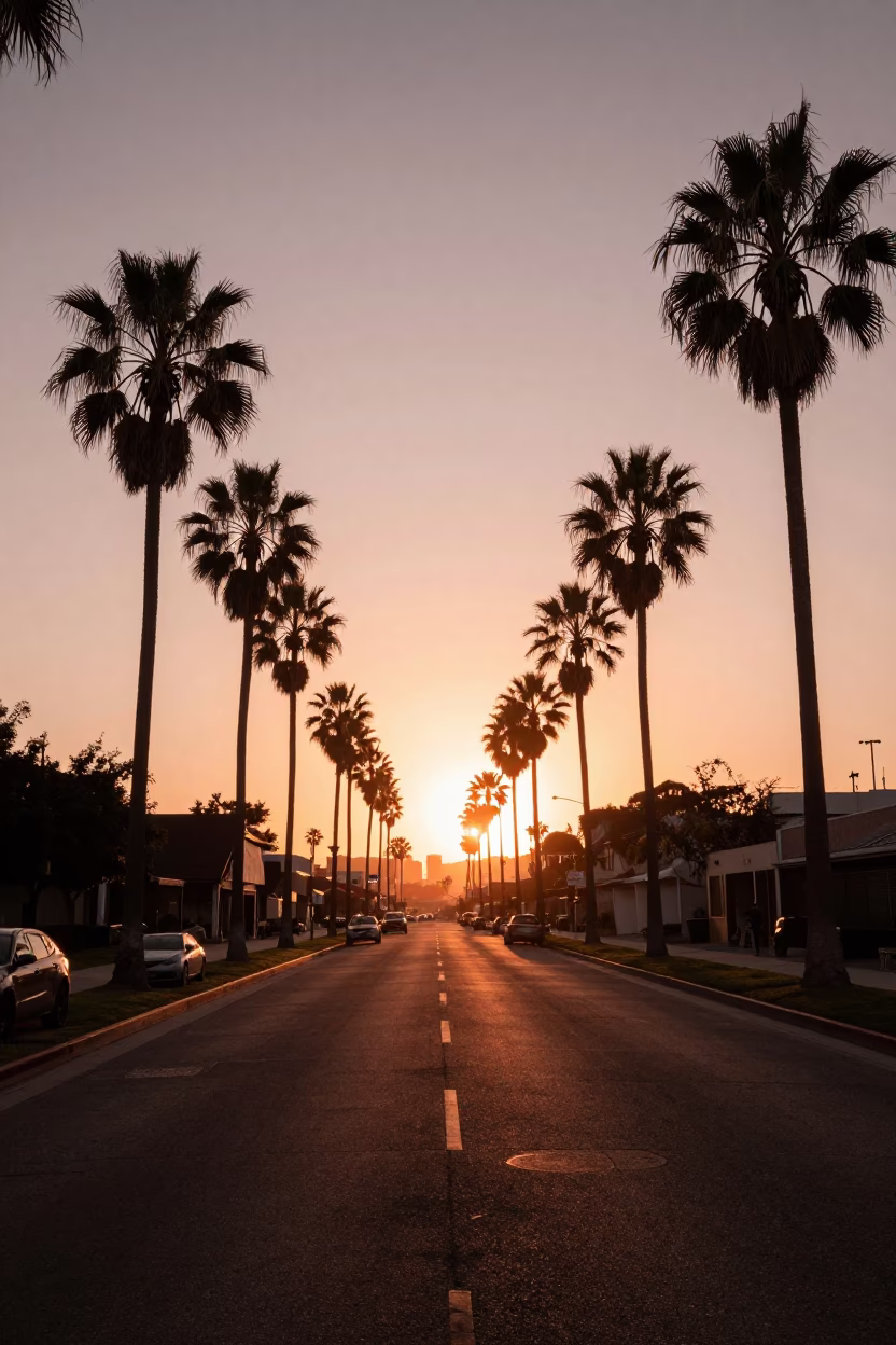 Copper-toned Dusk at Copper-toned Light Before Dusk in Los Angeles in in Los Angeles, California, United States