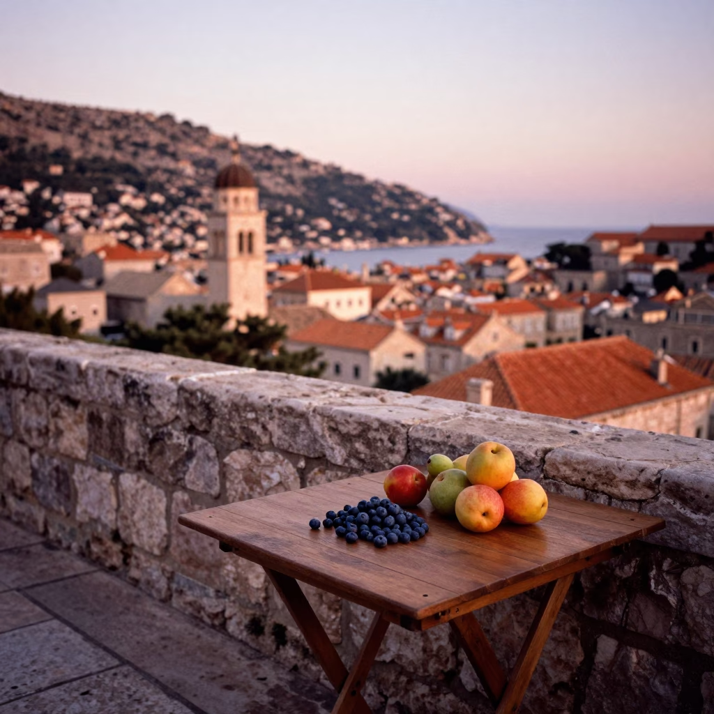 Copper-toned Dusk in Dubrovnik at Copper-toned Light Before Dusk in in Dubrovnik, Croatia