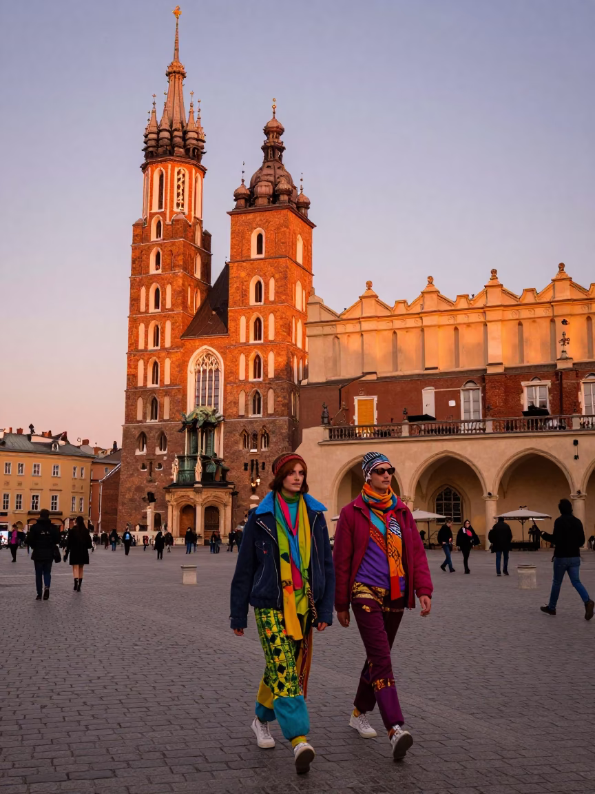 Copper-toned Dusk in Krakow at Copper-toned Light Before Dusk in in Krakow, Poland