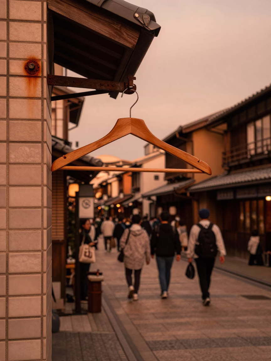 Copper-Toned Dusk in Kyoto Japan Street Scene with Traditional Elements in in Kyoto, Japan