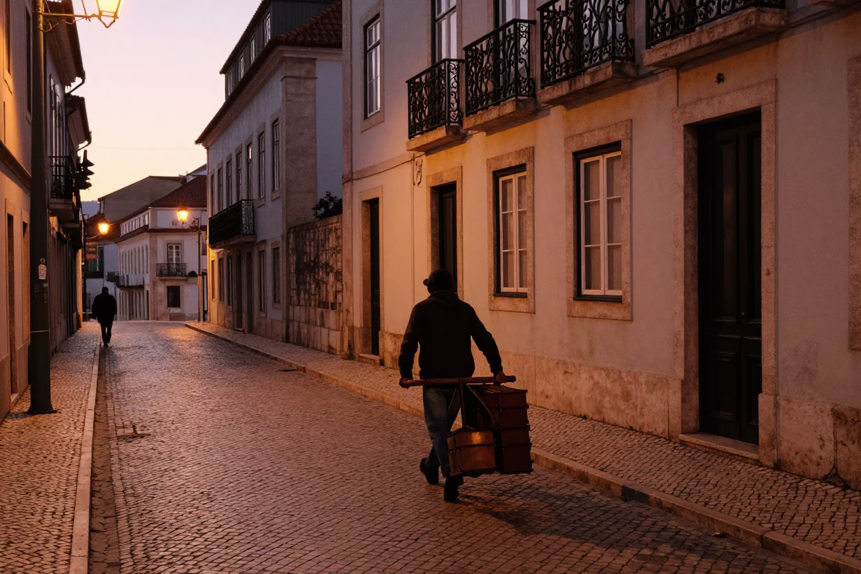 Copper-toned Dusk in Lisbon at Copper-toned Light Before Dusk in in Lisbon, Portugal