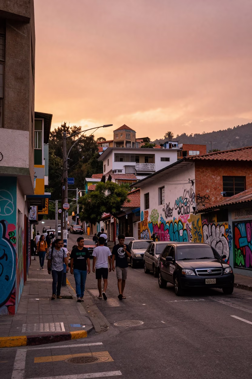 Copper-toned Dusk in Medellin at Copper-toned Light Before Dusk in in Medellin, Colombia