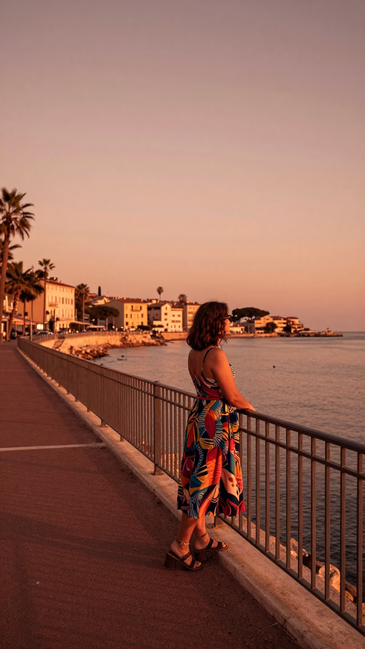 Copper-toned Dusk in Nice at Copper-toned Light Before Dusk in in Nice, France