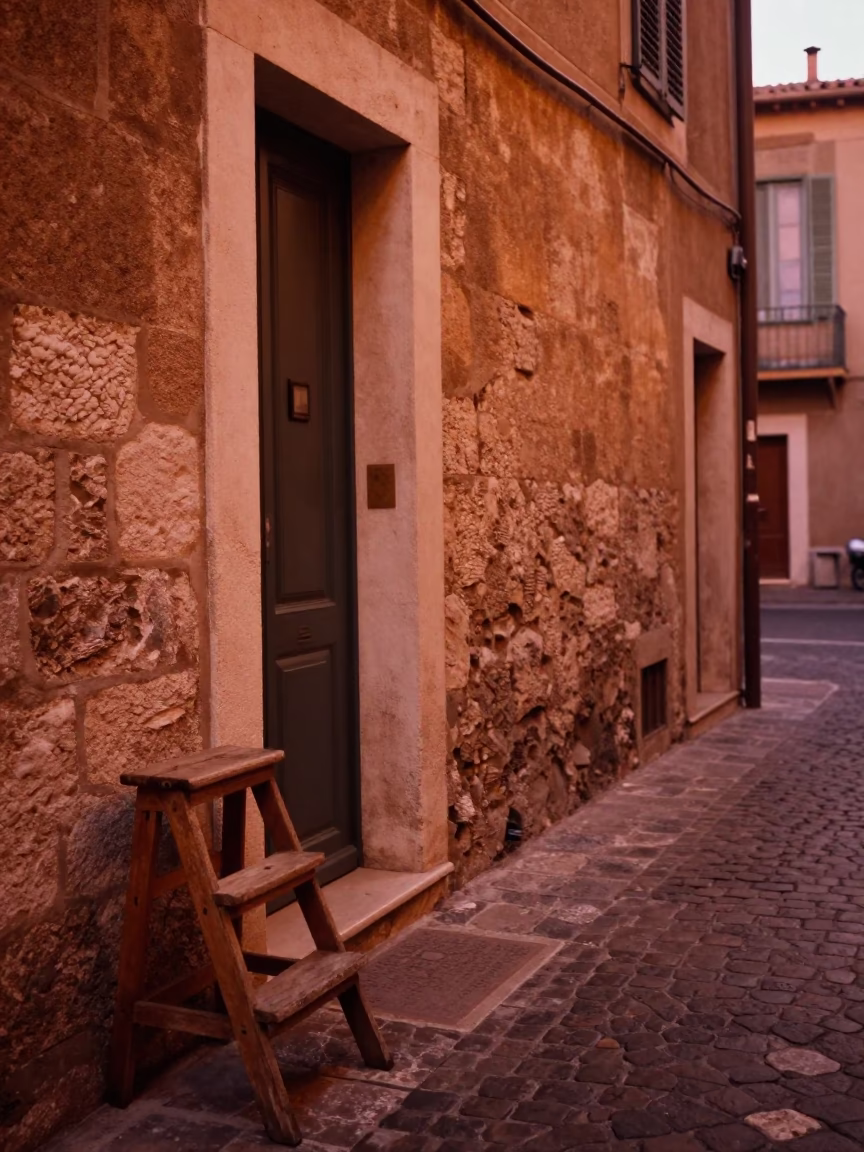 Copper-toned Dusk in Nice France Street Scene with Vintage Elements in in Nice, France