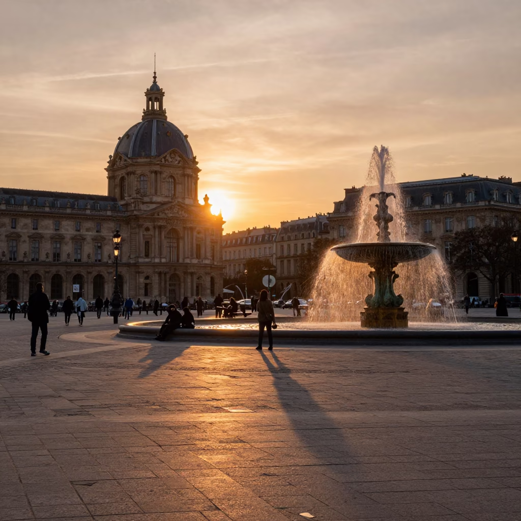 Copper-toned Dusk in Paris at Copper-toned Light Before Dusk in in Paris, France