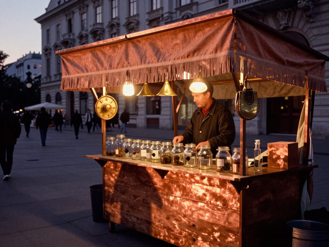 Copper-Toned Dusk in Vienna Austria with Linen Fringe and Locket Details in in Vienna, Austria