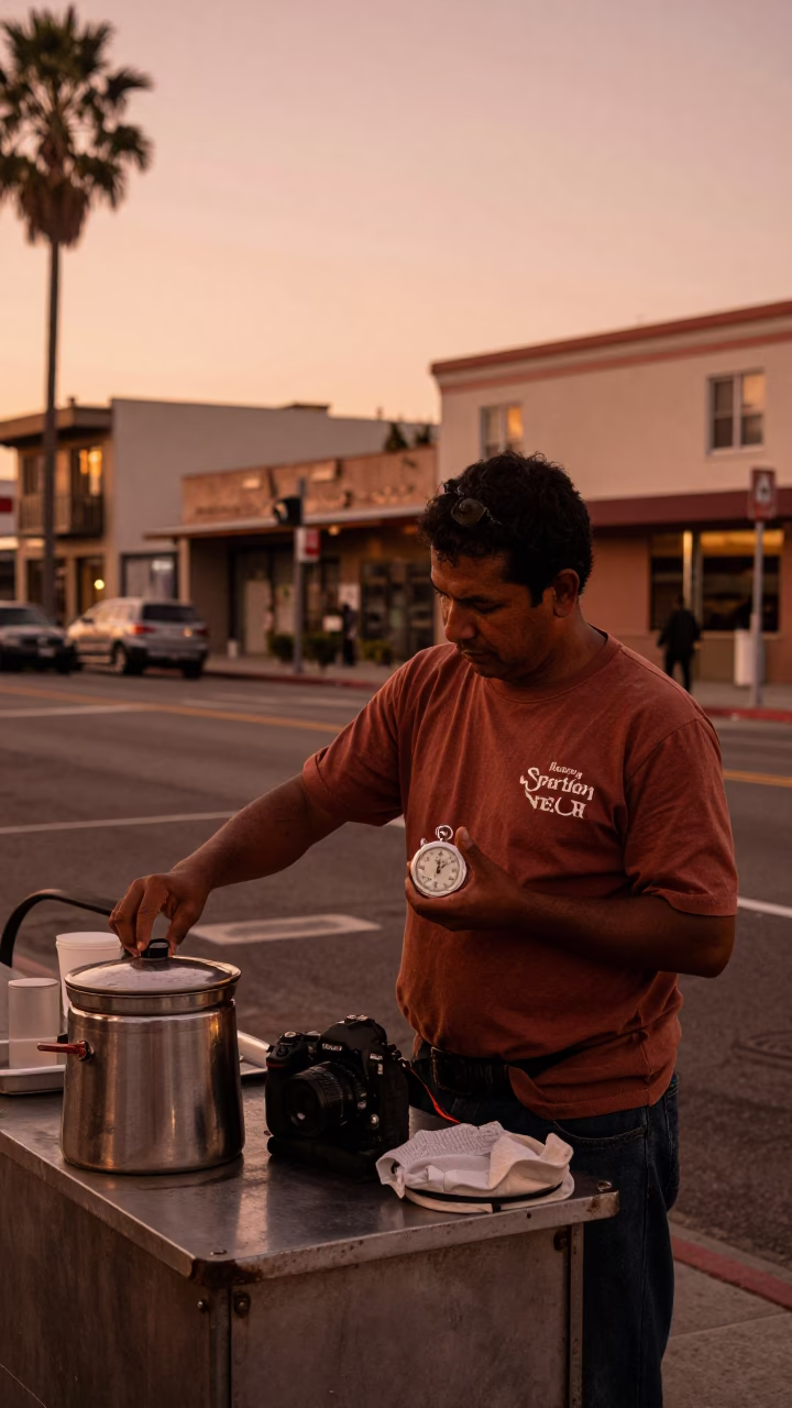 Copper-Toned Dusk Street Scene in San Diego California with Urban Details in in San Diego, California, United States