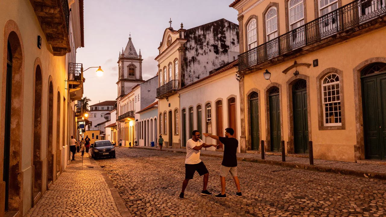Copper Toned Evening in Salvador Brazil Street Life and Urban Details in in Salvador, Brazil