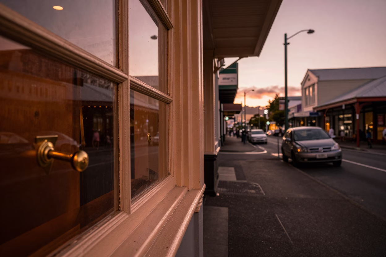 Copper Toned Evening Street Scene in Wellington New Zealand with Brass Details in in Wellington, New Zealand