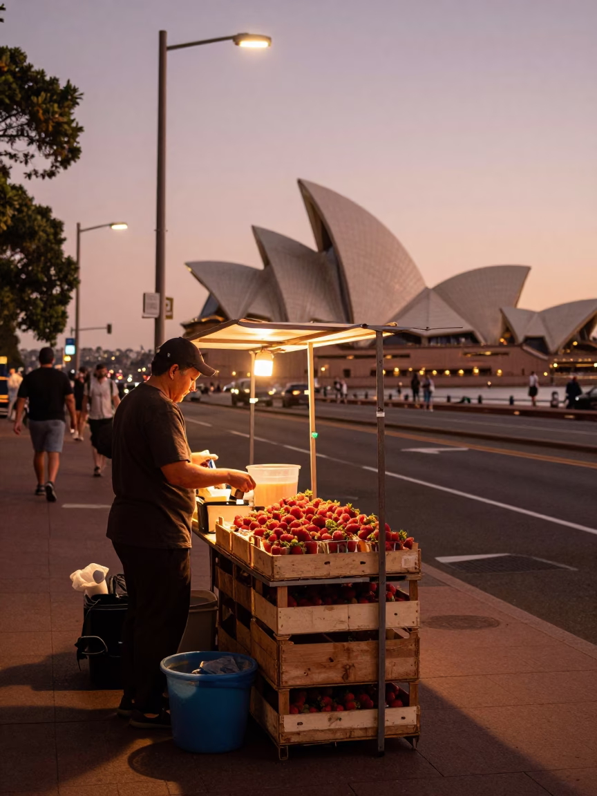 Copper Toned Light Before Dusk in Sydney New South Wales Street Scene in in Sydney, New South Wales, Australia