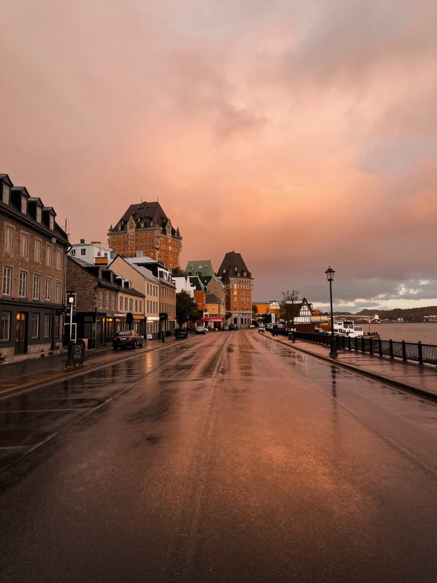 Copper-toned Light Before Dusk on After Storm in Quebec City in in Quebec City, Quebec, Canada