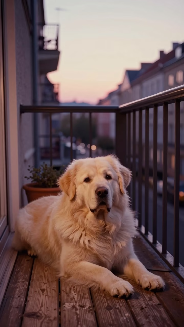 Copper-toned Light Before Dusk on Balcony Evening in Berlin in in Berlin, Germany