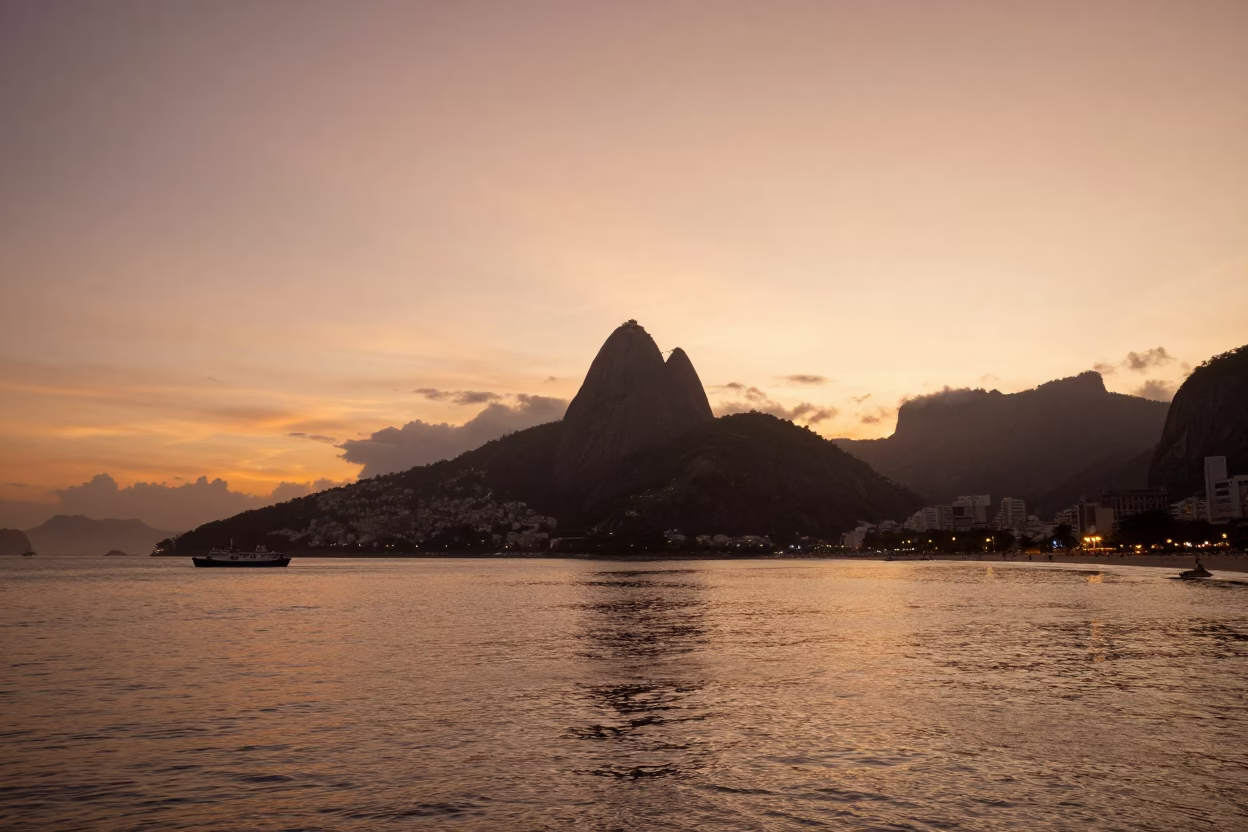 Copper-toned Light Before Dusk on Bay View in Rio De Janeiro in in Rio de Janeiro, Brazil
