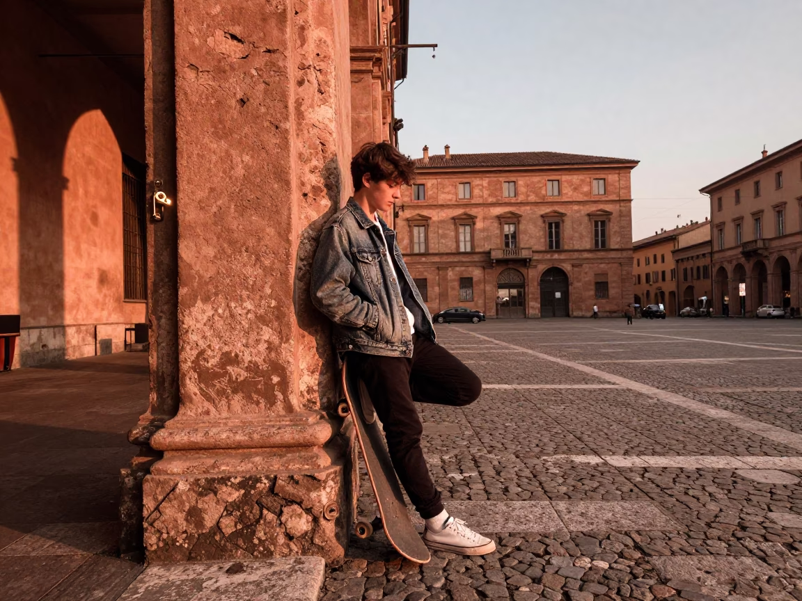 Copper-toned Light Before Dusk on Before Dusk in Bologna in in Bologna, Italy