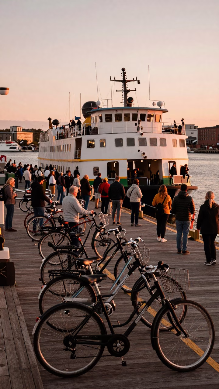 Copper-toned Light Before Dusk on Bicycles in Halifax in in Halifax, Nova Scotia, Canada