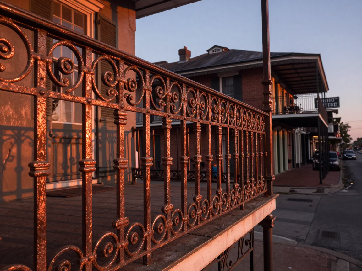 Copper-toned Light Before Dusk on Brass Hardware in New Orleans in in New Orleans, Louisiana, United States