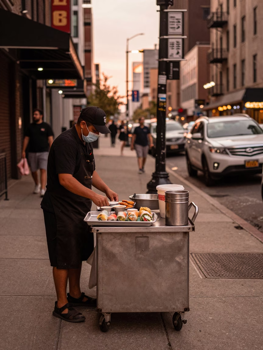 Copper-toned Light Before Dusk on Corner Dining in Chicago in in Chicago, Illinois, United States