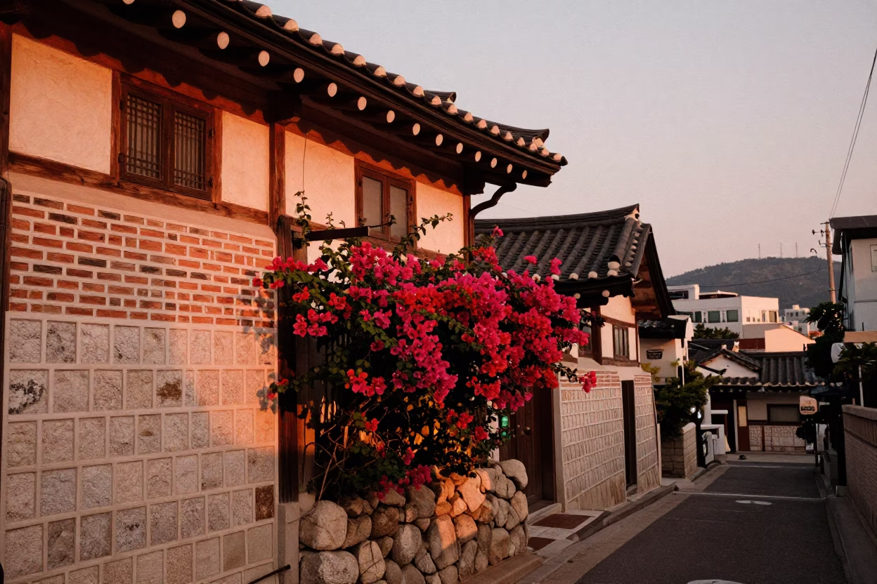 Copper-toned Light Before Dusk on Dusk Light in Busan in in Busan, South Korea
