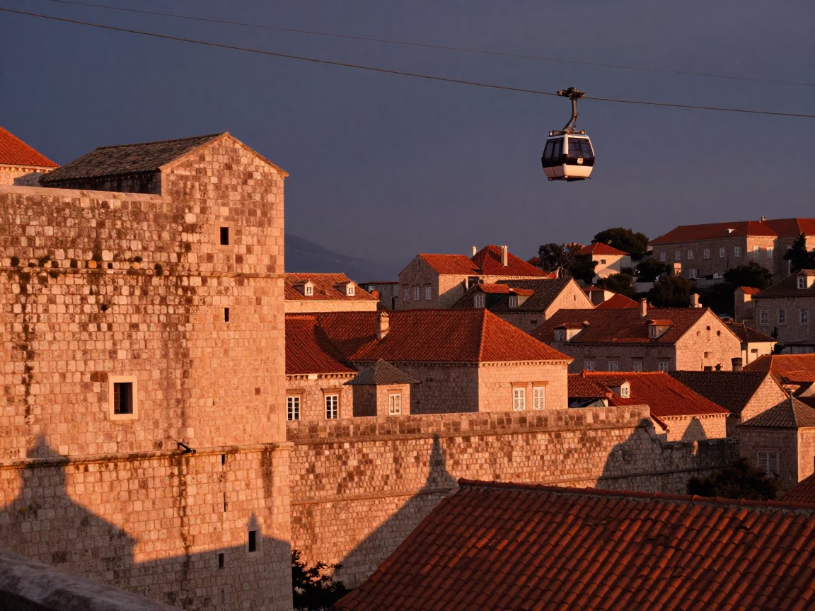 Copper-toned Light Before Dusk on Dusk Light in Dubrovnik in in Dubrovnik, Croatia