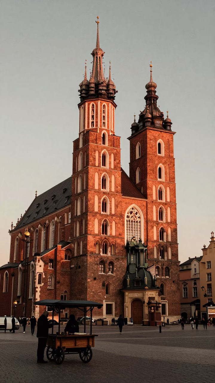 Copper-toned Light Before Dusk on Dusk Light in Krakow in in Krakow, Poland
