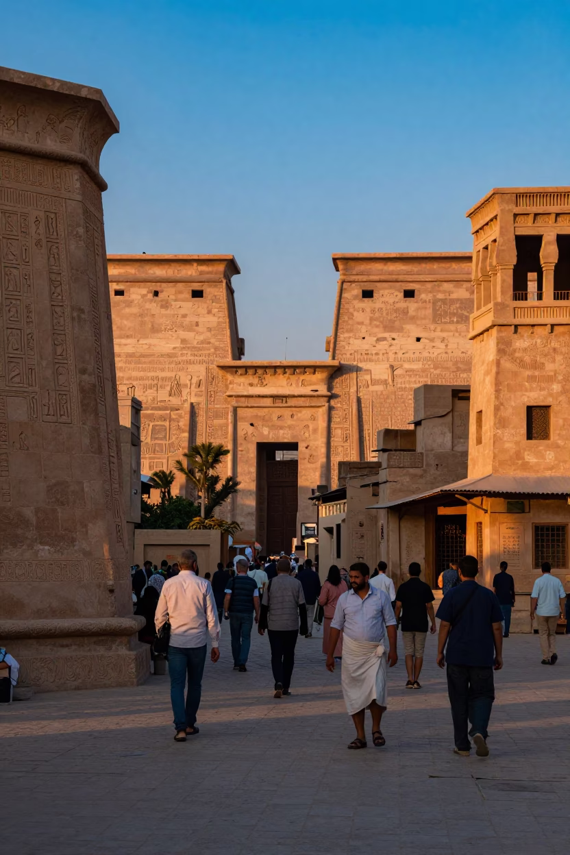Copper-toned Light Before Dusk on Dusk Light in Luxor in in Luxor, Egypt