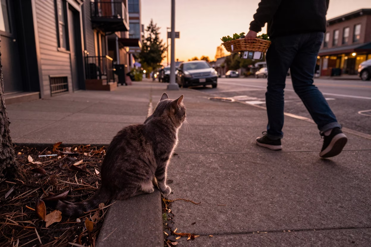 Copper-toned Light Before Dusk on Dusk Light in Portland in in Portland, Oregon, United States