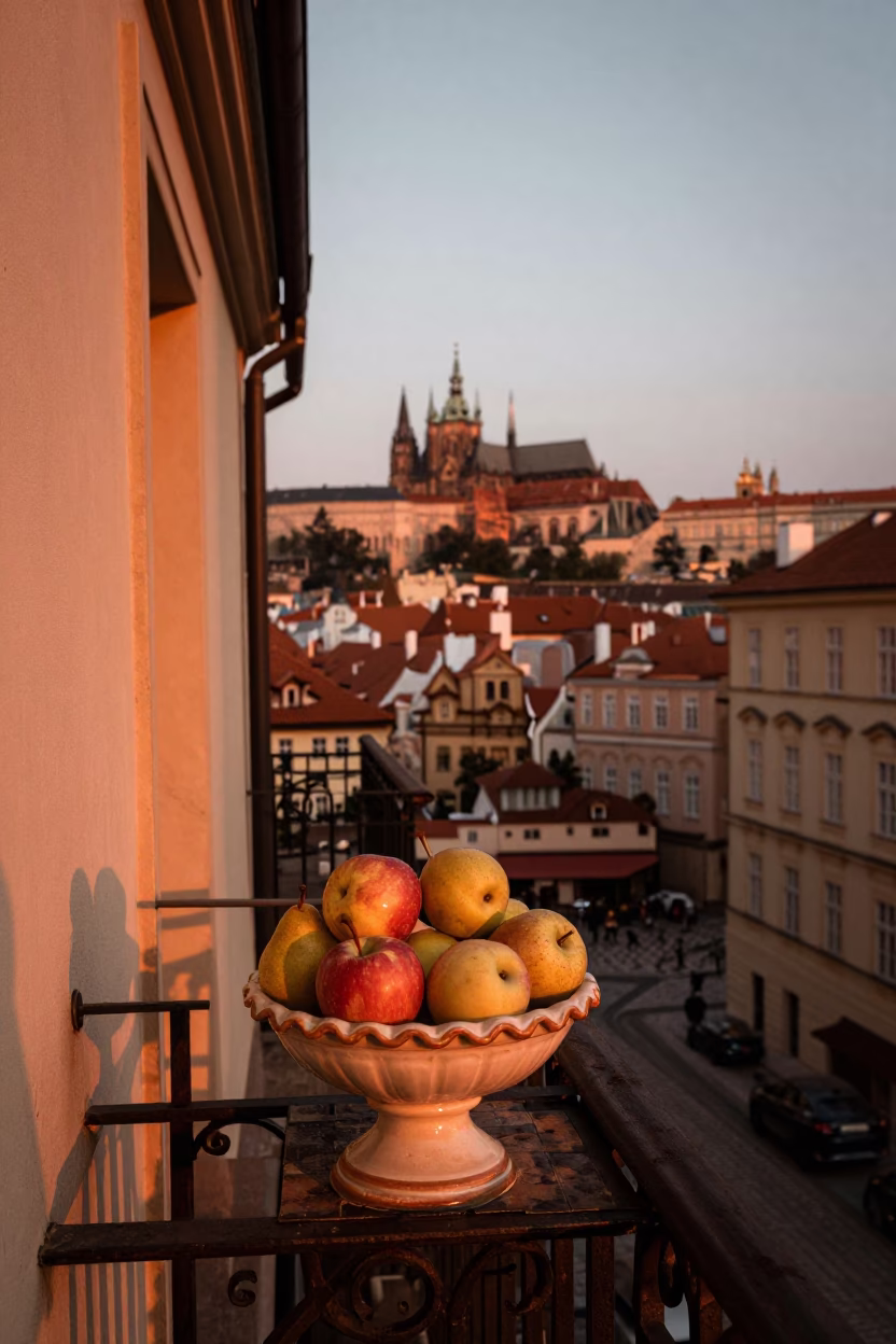 Copper-toned Light Before Dusk on Dusk Light in Prague in in Prague, Czech Republic