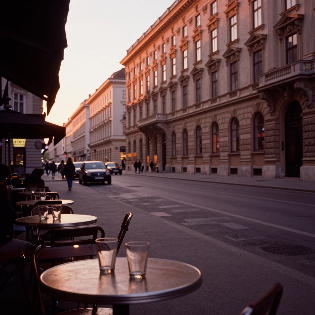 Copper-toned Light Before Dusk on Dusk Light in Vienna in in Vienna, Austria
