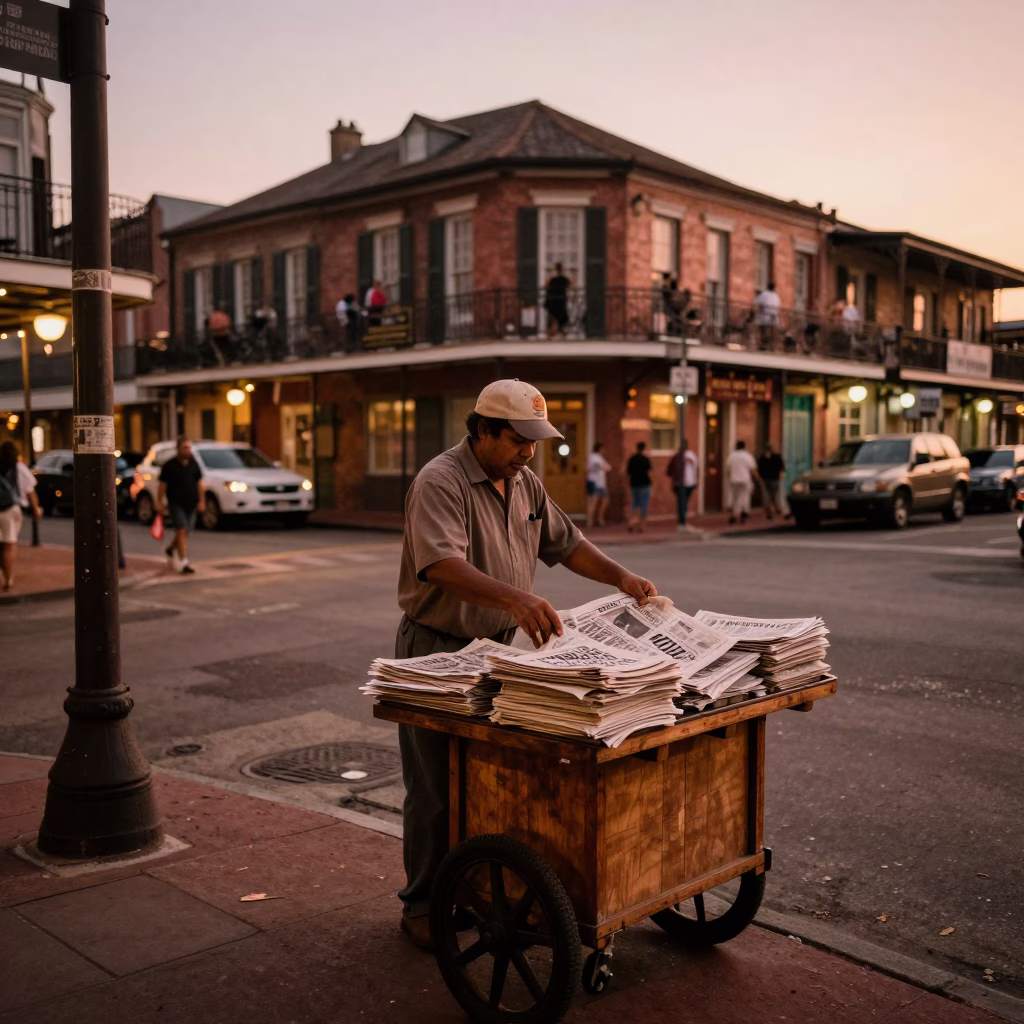 Copper-toned Light Before Dusk on Dusk Scene in New Orleans in in New Orleans, Louisiana, United States