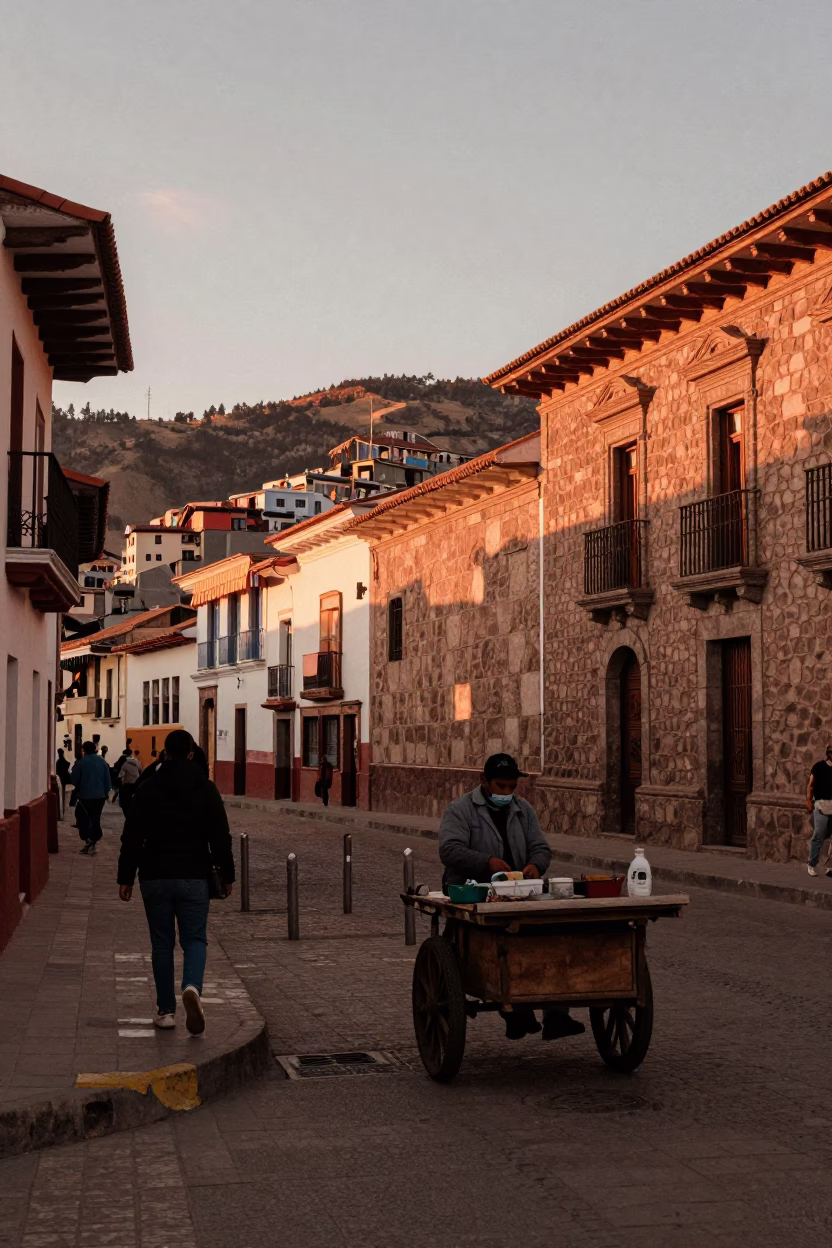 Copper-toned Light Before Dusk on Evening Light in La Paz in in La Paz, Bolivia