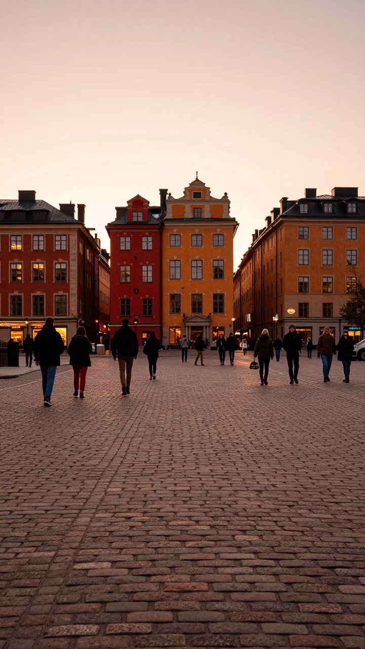 Copper-toned Light Before Dusk on Evening Scene in Stockholm in in Stockholm, Sweden