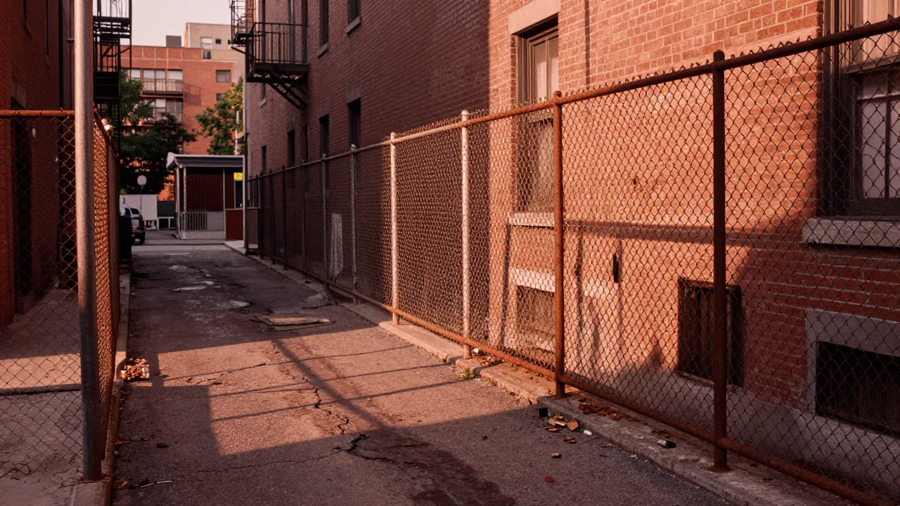 Copper-toned Light Before Dusk on Featuring Padlock in New York in in New York, New York, United States