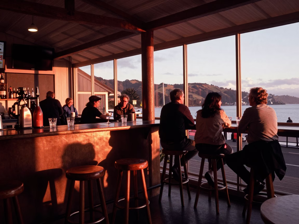 Copper-toned Light Before Dusk on Glass Tumblers in Wellington in in Wellington, New Zealand