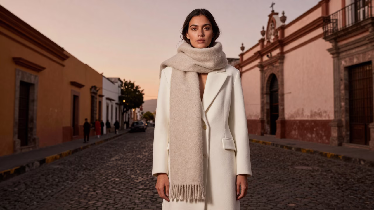 Copper-toned Light Before Dusk on Model in Merida in in Merida, Mexico