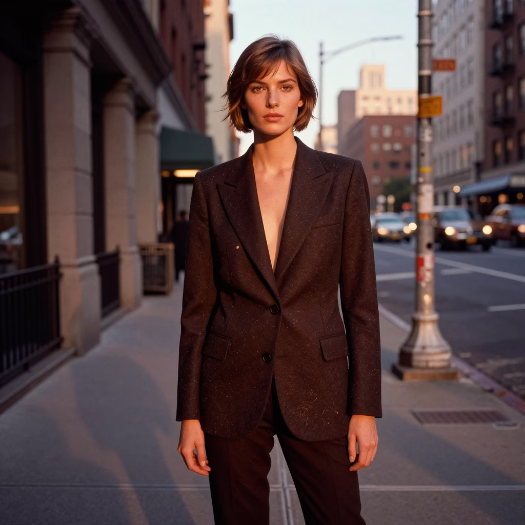 Copper-toned Light Before Dusk on Model in New York in in New York, New York, United States