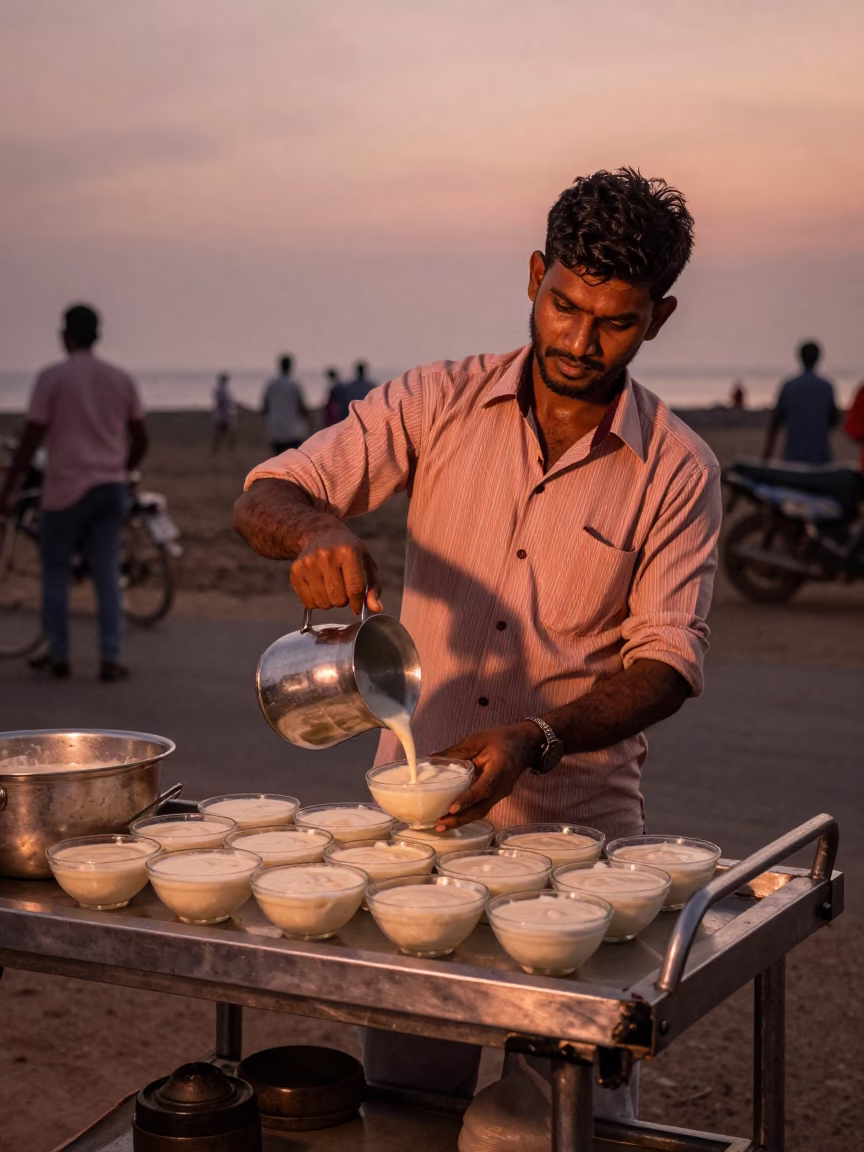 Copper-toned Light Before Dusk on Ras Malai in Chennai in in Chennai, India