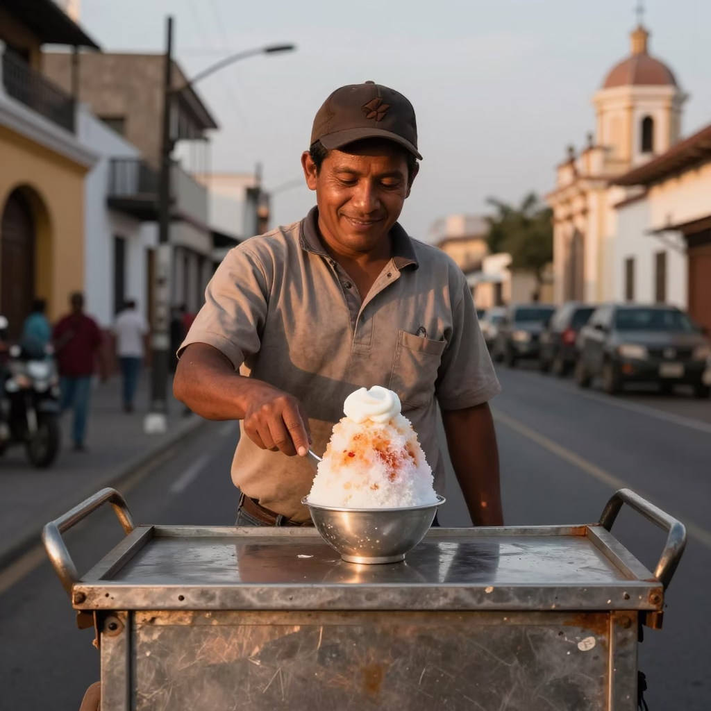 Copper-toned Light Before Dusk on Shaved Ice in Lima in in Lima, Peru