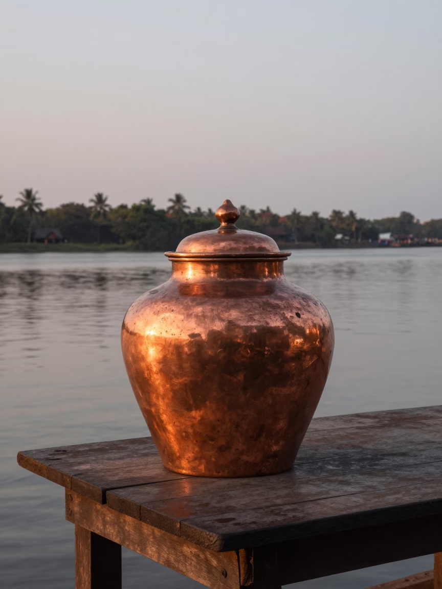 Copper-toned Light Before Dusk on Spice Jar in Kochi in in Kochi, India