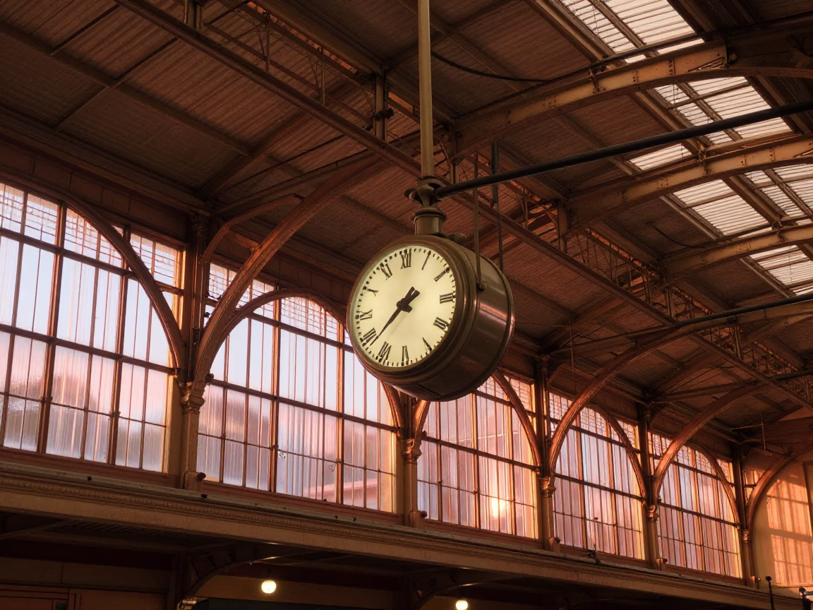 Copper-toned Light Before Dusk on Station Clock in Perth in in Perth, Western Australia, Australia