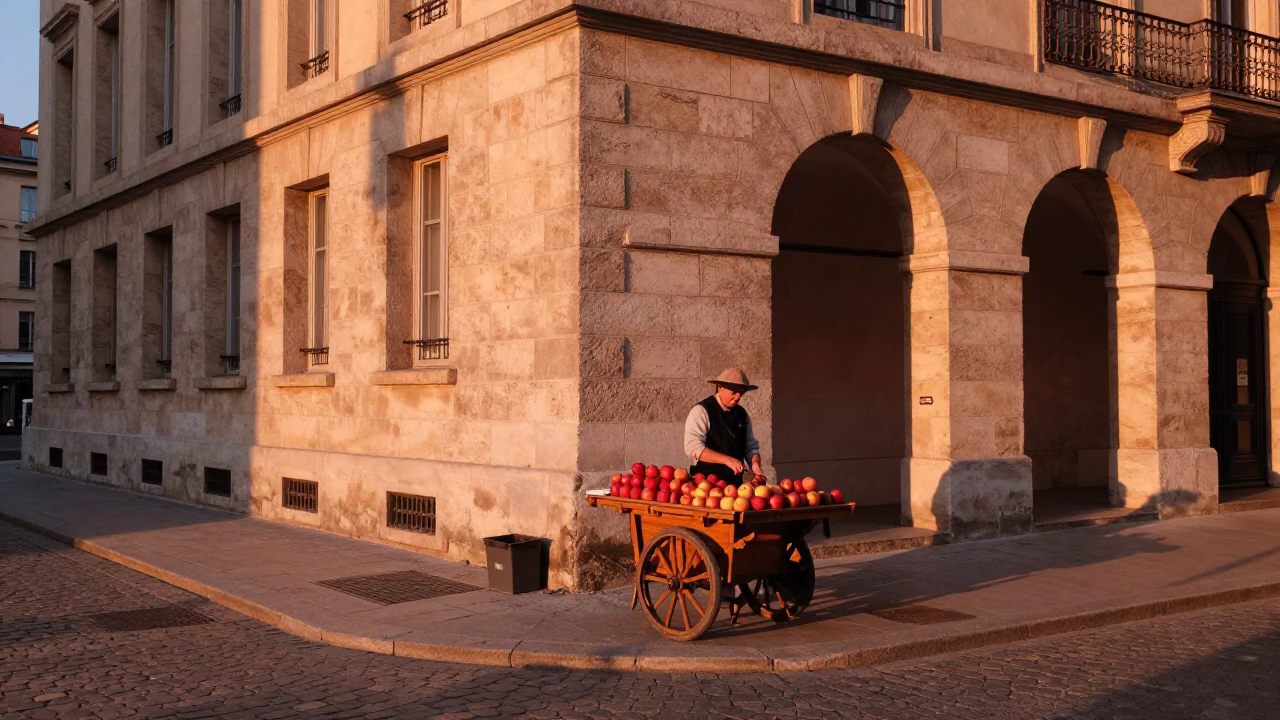 Copper-toned Light Before Dusk on Street Photography in Lyon in in Lyon, France