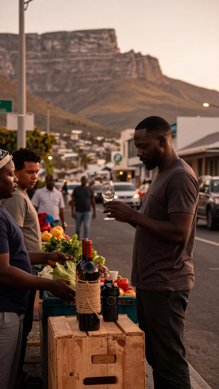 Copper-toned Light Before Dusk on Street Scene in Cape Town in in Cape Town, South Africa