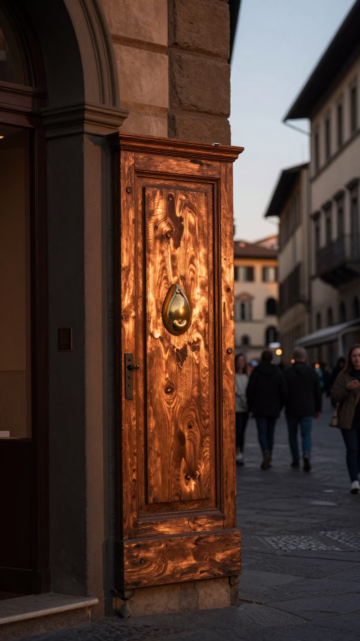 Copper-toned Light Before Dusk on Street Scene in Florence in in Florence, Italy