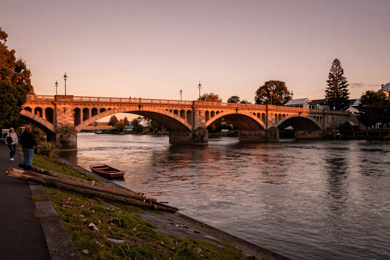 Copper-toned Light Before Dusk on Toned Dusk in Christchurch in in Christchurch, New Zealand