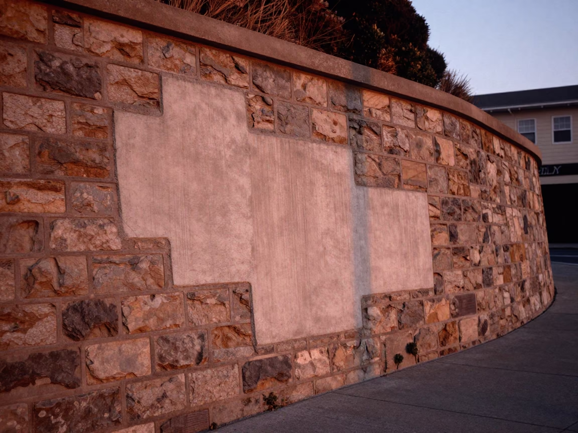 Copper-toned Light Before Dusk on Wall Patched in San Francisco in in San Francisco, California, United States